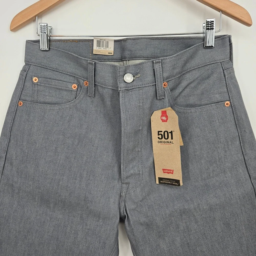 NWT Levi's 501 Original Gray Mens 31x30 Button Fly Denim Jeans Blank Red Tab